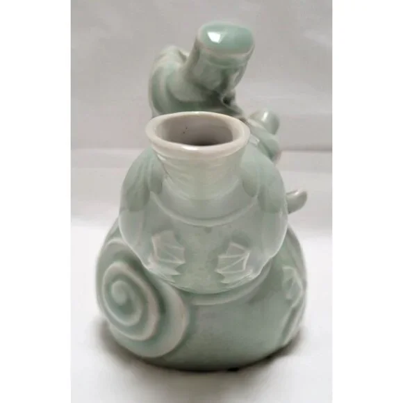 Vintage The Bombay Company Jade Green Porcelain Yin Yang Monkey Riding Teapot - Picture 4 of 6
